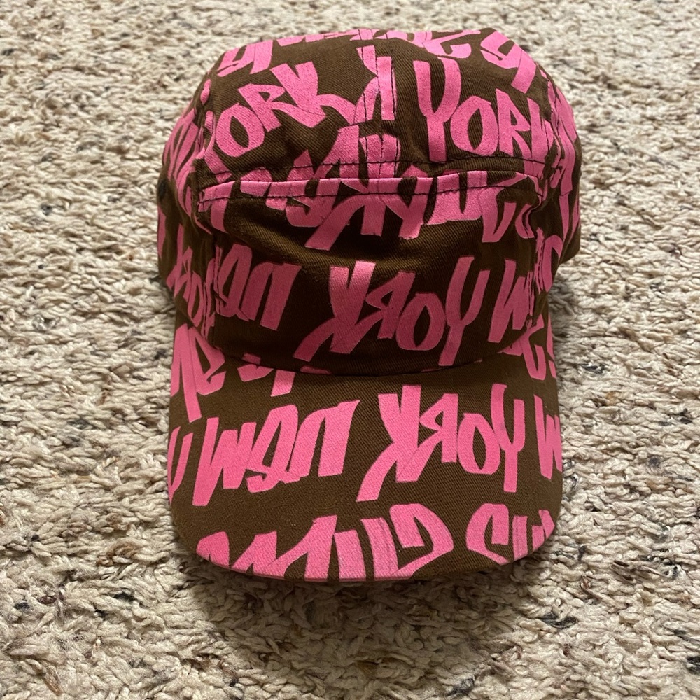 supreme pink graffiti script logo camp cap 🧢